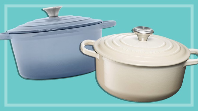 kmart_and_le_cruset_dutch_oven_on_teal_background